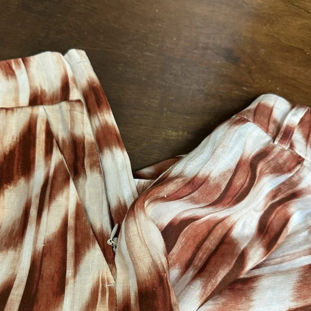 Banana Republic Size 6 Orange 100% Linen Wide Leg Palazzo Flare Pants
